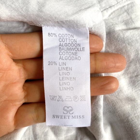 💙 SWEET MISS NAVY IVORY LINEN FLORAL MINI SUMMER DRESS! - Picture 9 of 11